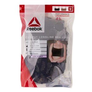Reebok Sports Bra Stay-Put Bonded Stretch Longline Bralette Size M 2 Pk Active